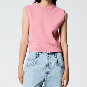 Tibi lambswool sweater vest, pink, size large, NWT, $120